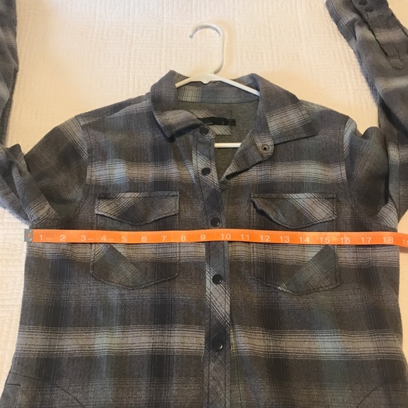 PrAna womens S flannel Shacket lined shirt gray blue - Picture 8 of 10